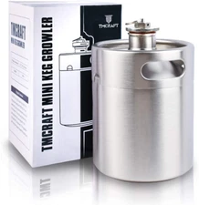 TMCRAFT 64OZ Stainless Steel Mini Keg, Portable Beer Growler with Exhaust Valve 