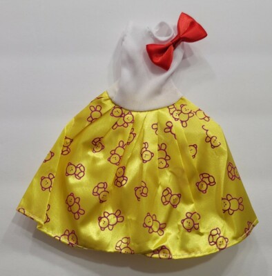 BARBIE DOLL CLOTHES DRESS YELLOW WHITE RED BEAR PATTERN ONLY FASHION STYLE CUTE