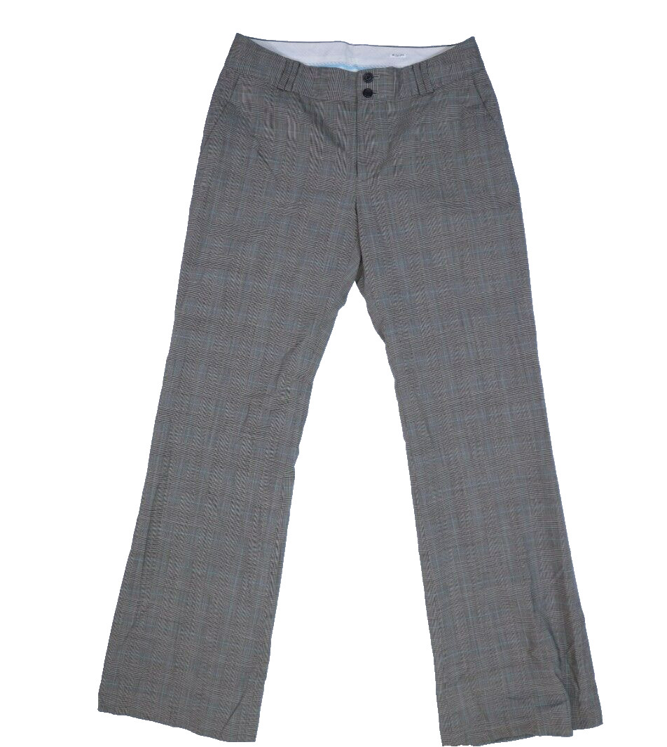 Banana Republic Womens Brown Plaid Stretch Martin Fit Flat Front Pants Slacks 8