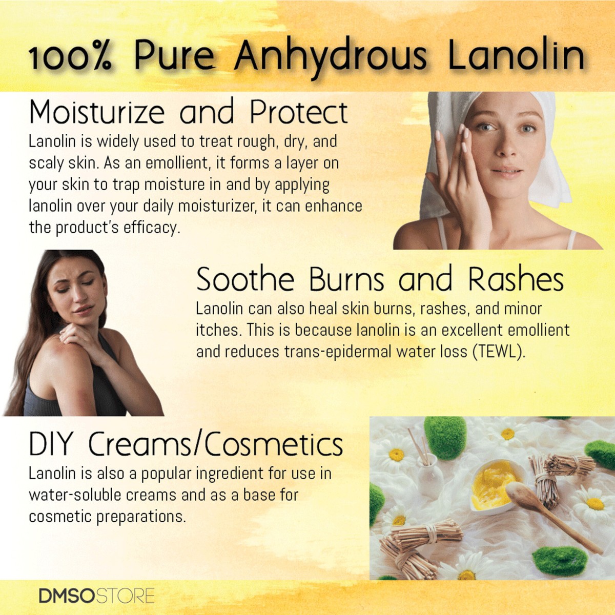 4 Oz. Pure Lanolin Skin Moisturizer - USP Grade, Unrefined & 100% Natural