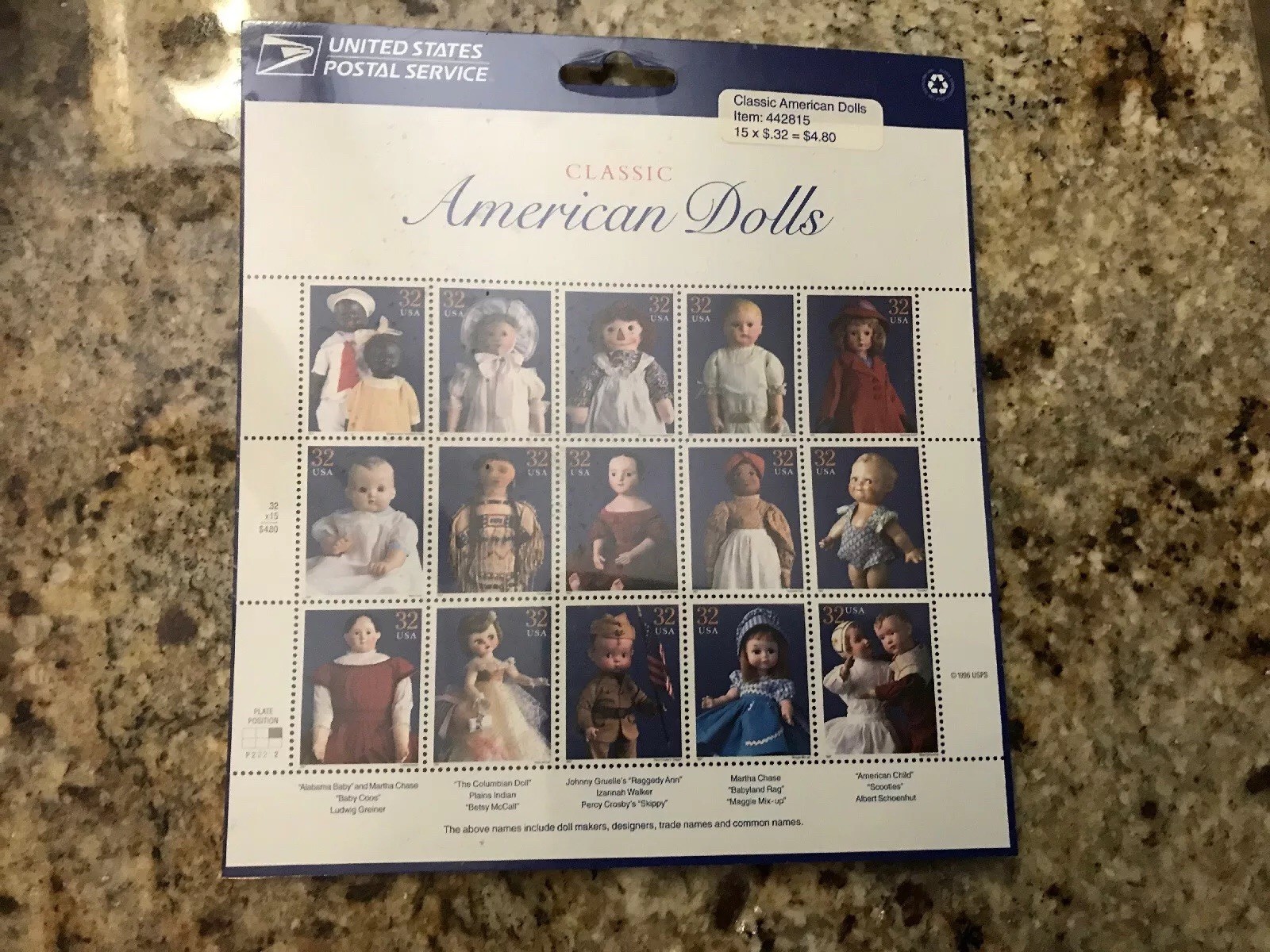USPS Sheet of 15 Stamps Classic American Dolls Porcelain 32cent eBay