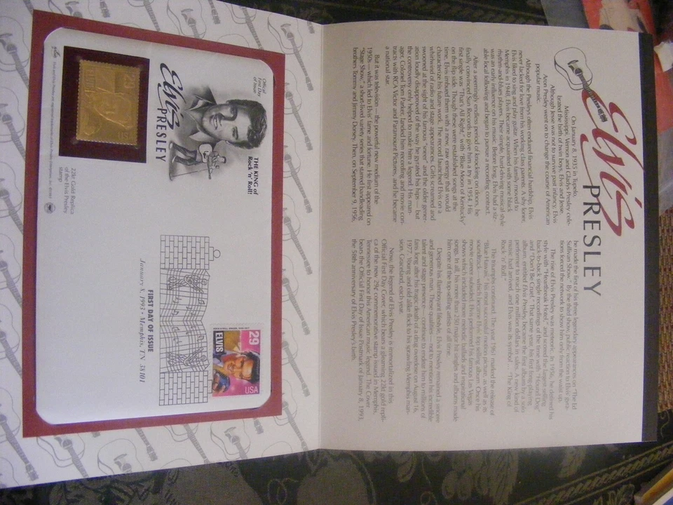1993 Elvis Pressley FDC With Golden Replica - Image 2 of 3