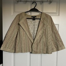 Laundry By Shelli Segal Mother Of Bride Blazer Beige Embroidery Womens Size M