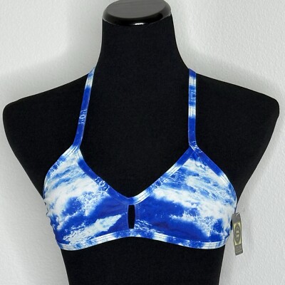 Jolyn Bikini Swim Top Vent Small Blue White (Splash) New with tags