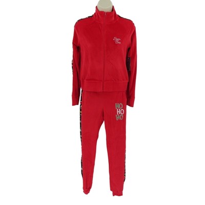 No Boundaries Juniors XS 1 Red Velour Tracksuit Cat Print Christmas Holiday  NEW | eBay