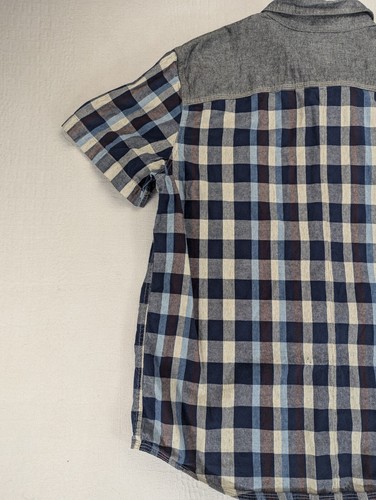 Harley Davidson Camicia Uomo XL Blu Contrasto Giogo Slim Fit Muscolo Western Plaid - Foto 9 di 13