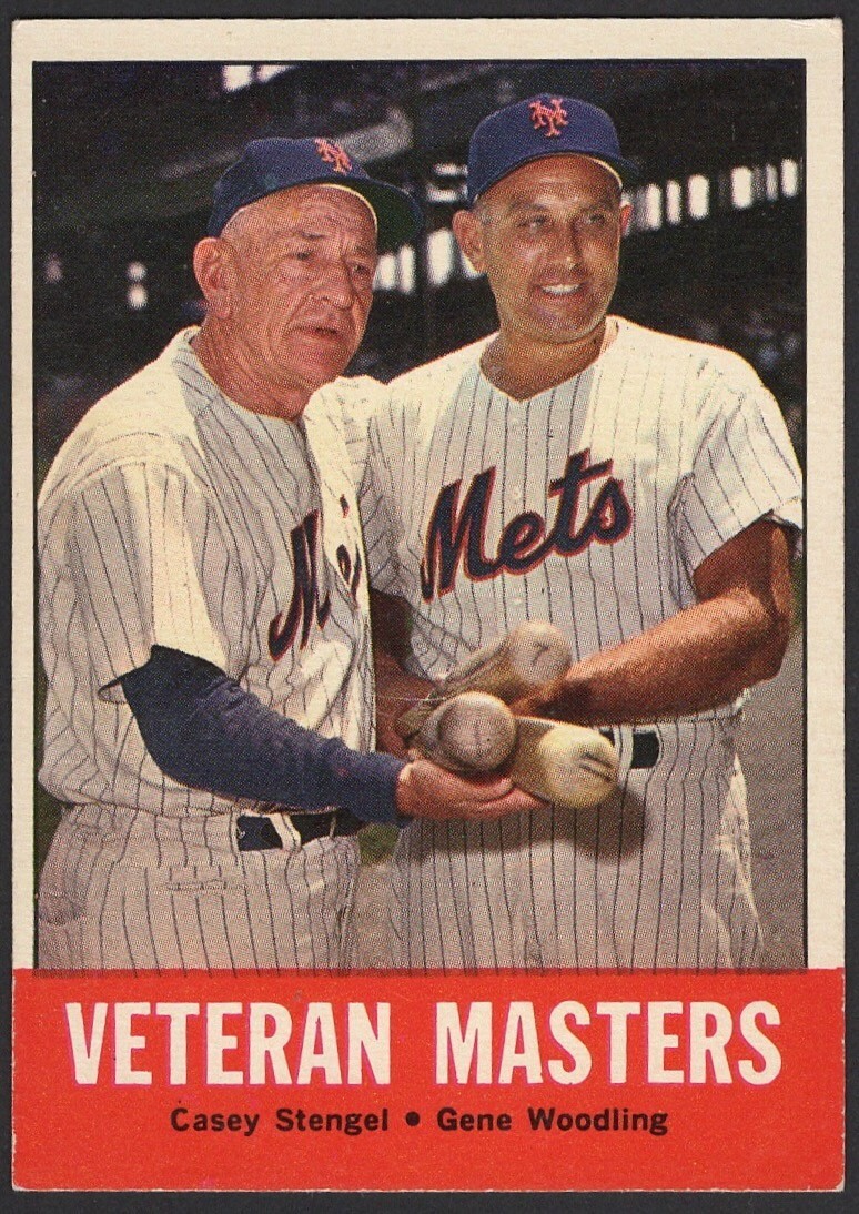 1963 Topps #43 Veteran Masters Stengel/Woodling New York Yankees EX