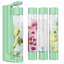 Fizzpod Sparkling Water Beverage Soda Maker Carbonate Any Drink. Bonus 3 Bottles