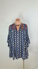 Umgee Women's Dress V-Neck Floral Print Boho Flutter Sleeve Dress Size S