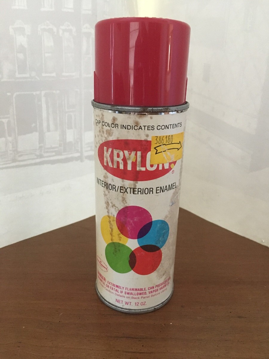 Vtg Krylon Red Spray Paint Rattle Can 12oz Man-Cave Garage