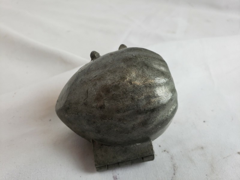 Antique Hinged Pewter Ice Cream Mold Schall S&Co  #124 "Strawberry" 1900