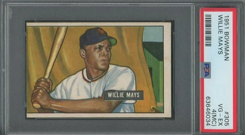 Willie Mays 1951 Bowman Rookie #305 ** PSA 4 (mc) ** No Print Lines / No Creases