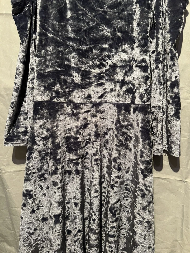 Justice Dress Cold Shoulder Velour Blue Gray Long Sleeve Stretch Sz 16 Girls EUC - Image 4 of 4
