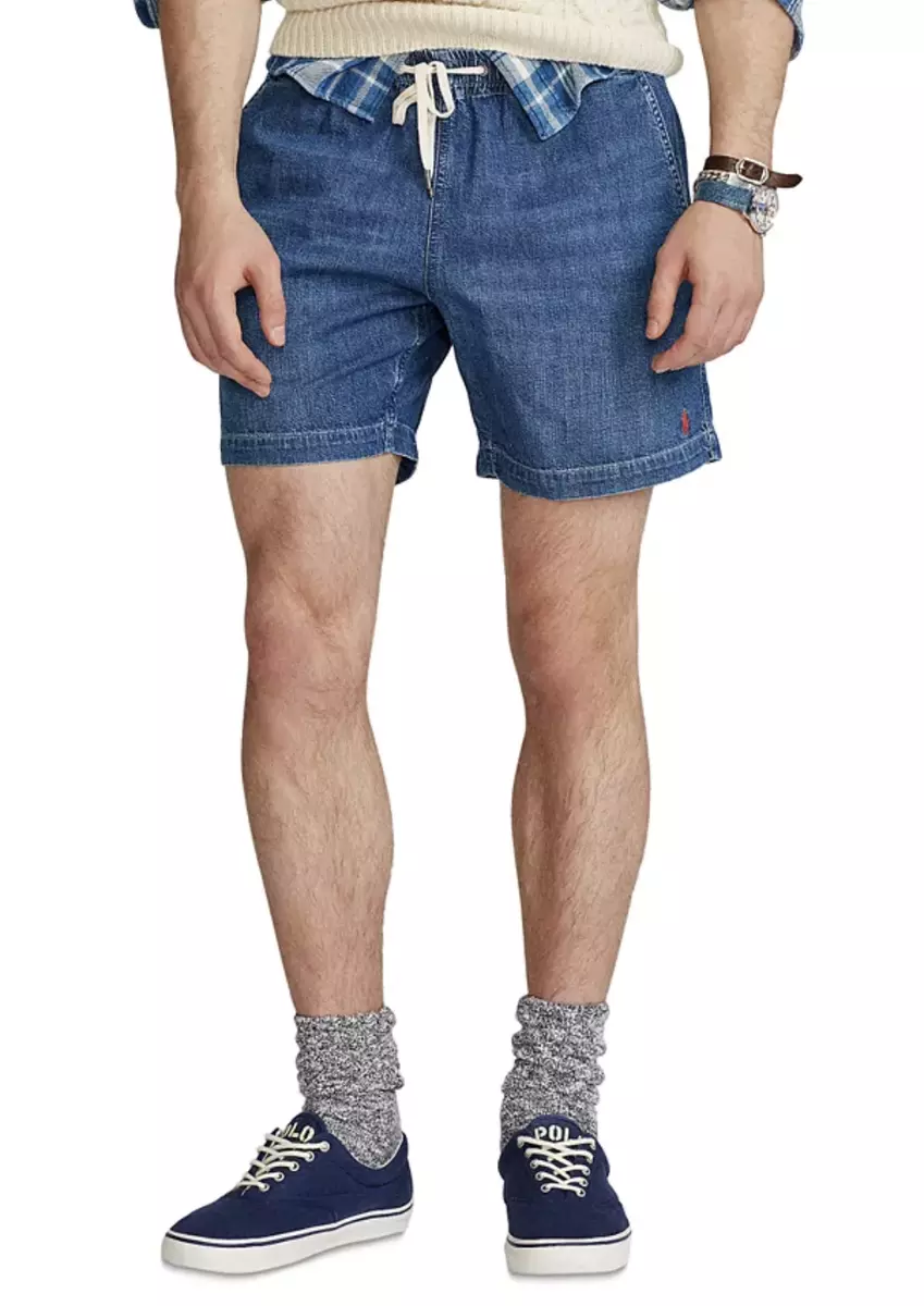 Mens denim shorts with elastic waistband deals