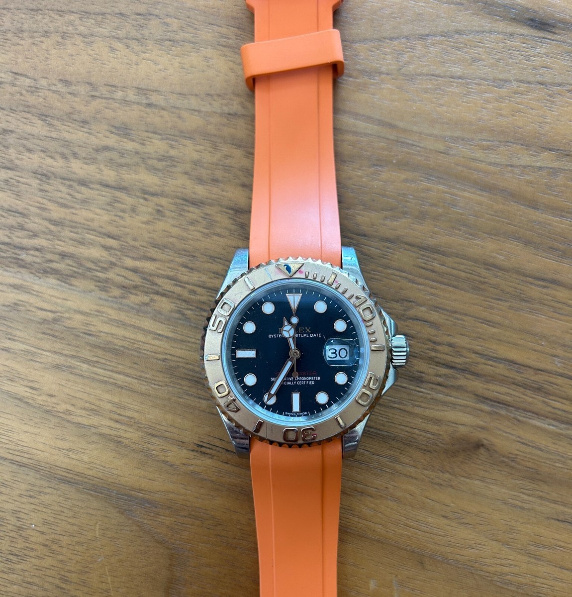 VERSION OF YOU オレンジタンクトップ 20mm ORANGE Vulcanized Caoutchouc rubber Strap Rolex YACHT-MASTER