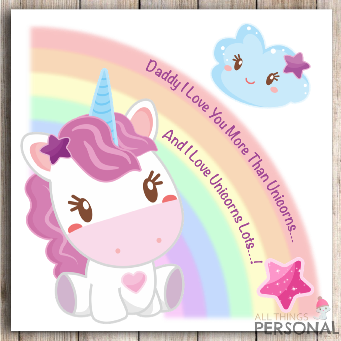 Unicorn Father's Day Card Unicorns Birthday Card Fathers Day Daddy Dad Christmas