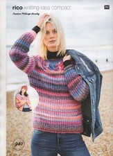 Rico Chunky Knitting Pattern 940 Sweater Cardigan Creative Melange Yarn 32-50"