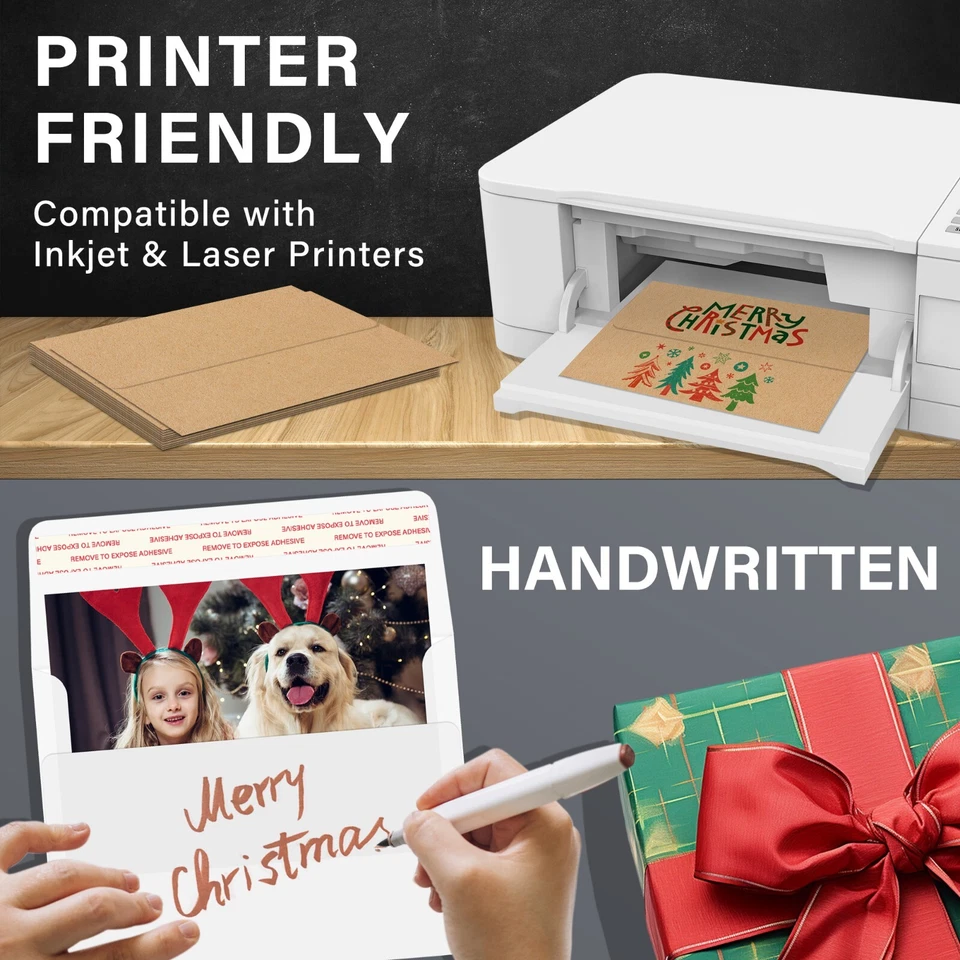 450 Invitation Envelopes Brown Kraft A7 5.25" x 7.25 for 5x7 Photos Wedding Card - Image 3 of 4