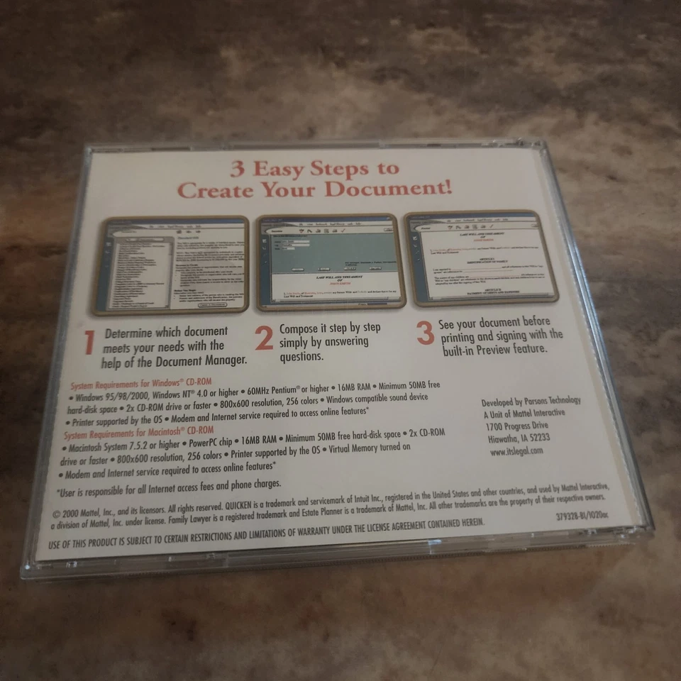  Quicken Family Lawyer 2001 DELUX CD Rom Windows Suite CDROM Windows 95/98/2000 - Image 2 of 4