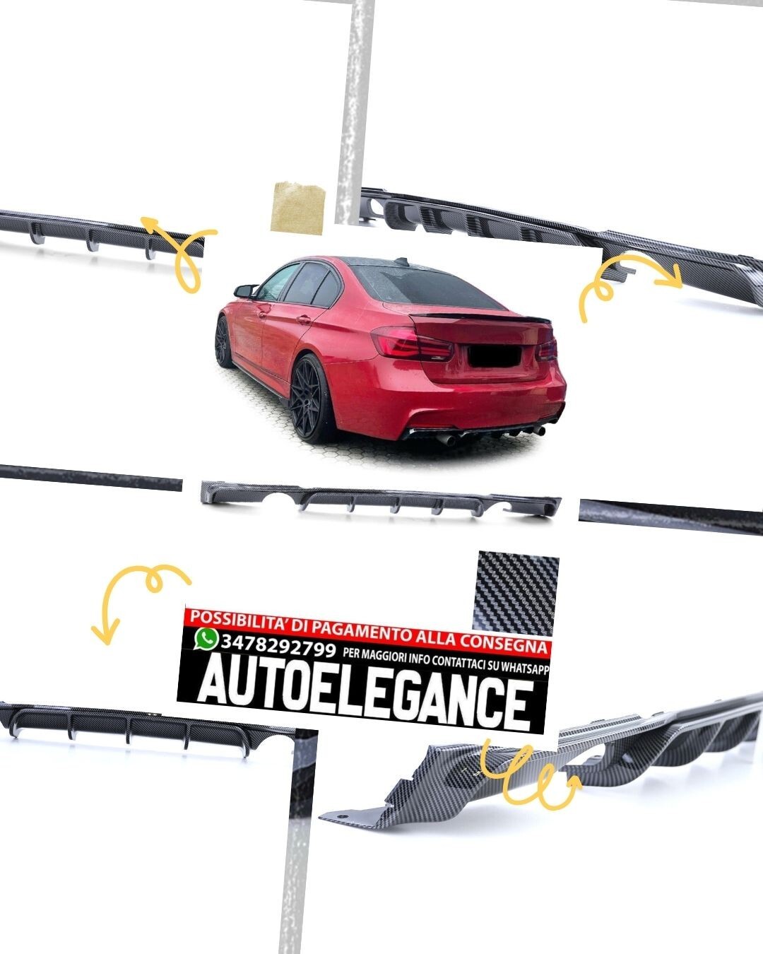 Diffusore posteriore performante carbon look adatto per serie 3 BMW F30 F31