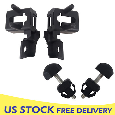 LH+RH Headlight Lamp Small Mount Bracket+Hood Bumper Stop Adjuster Fit For Ford