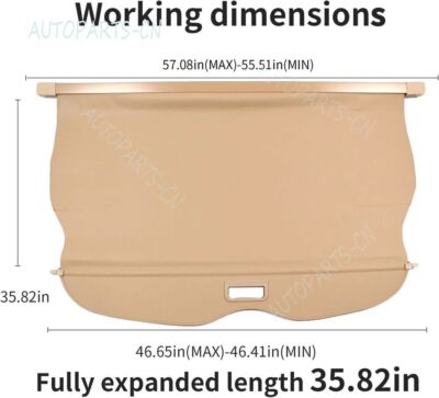 BOPARAUTO Cargo Cover For Jeep Grand Cherokee Accessories Beige 2011-2019 2020 2021 Rear Trunk Shade Cover(Not Fit For 2021 Winter-2022 Grand Cherokee L - View #2