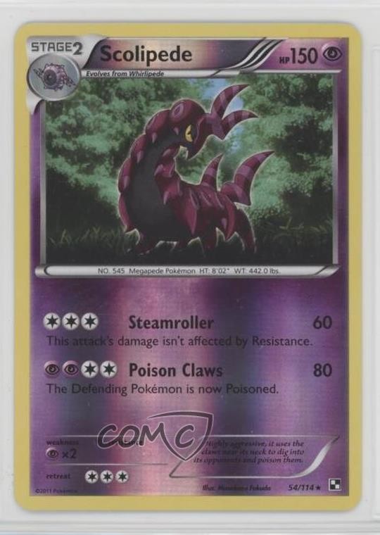 Scolipede Reverse Foil Pokemon Black & White Base Set #54