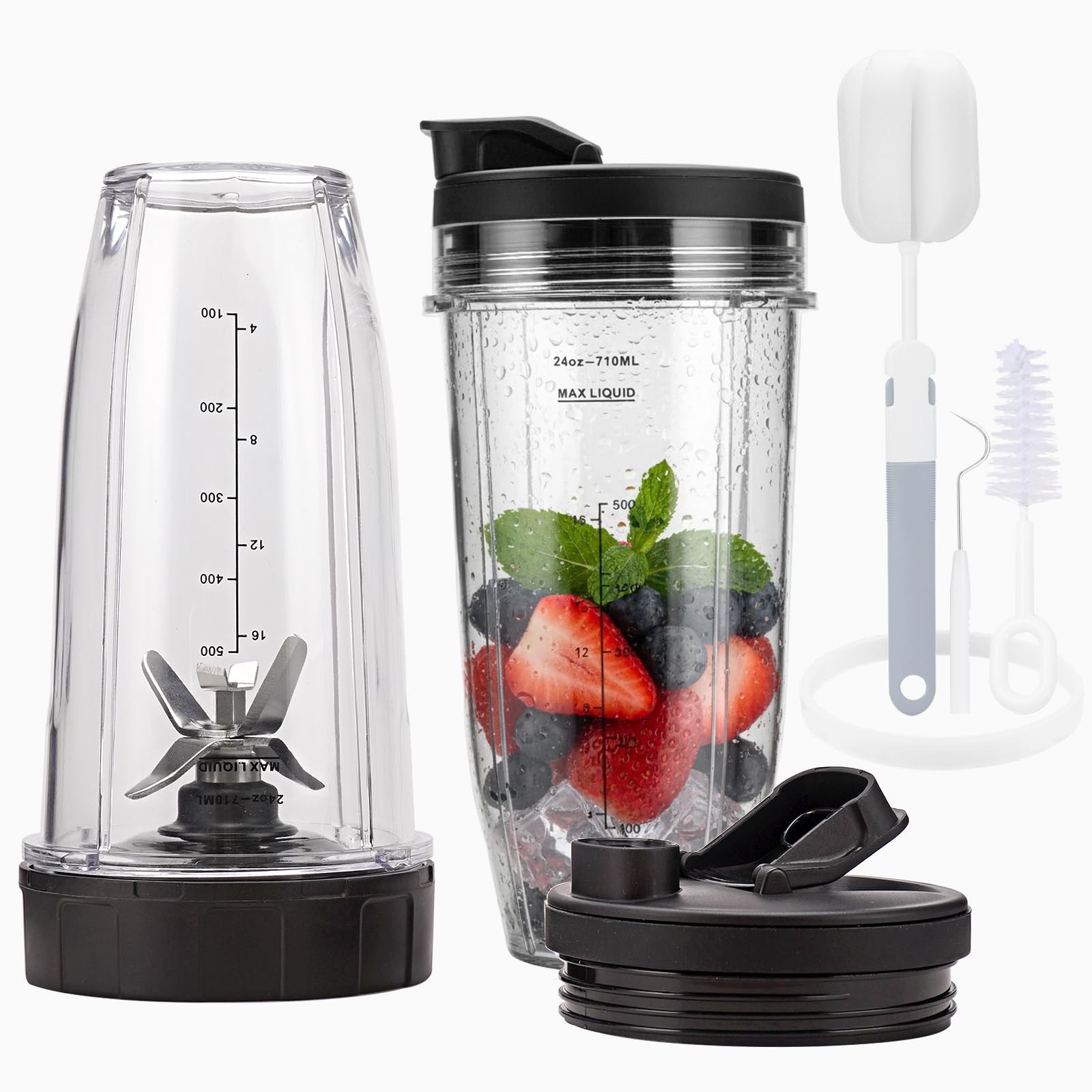Blender Cups Parts For ninja,2-Pack 24oz Blender Cups with Sip & Seal Lids,7 ...