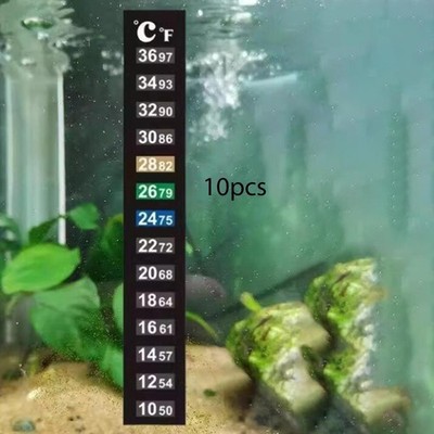 10x Aquarium-Thermometerstreifen, einfach anzubringende, selbstklebende