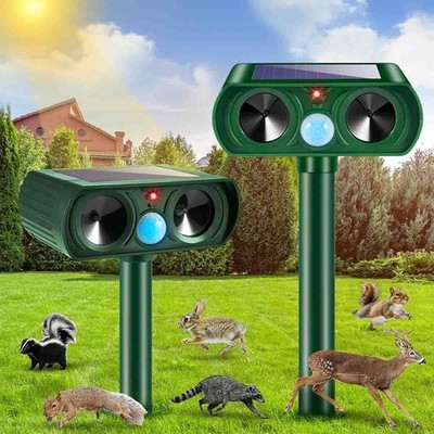1-2 Pack Solar Ultrasonic Animal Repellent Dog Skunk Deer Raccoon For Garden