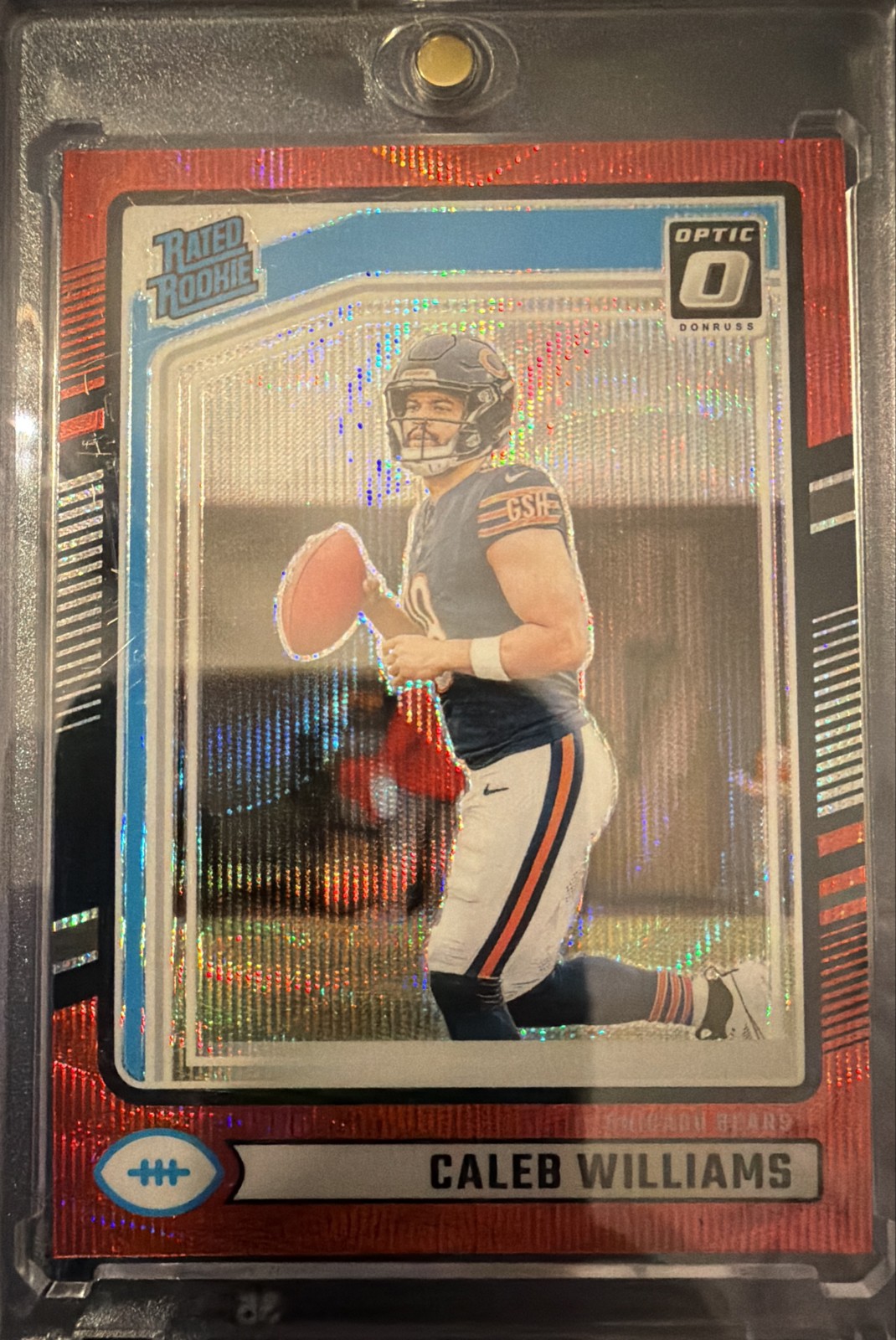 2024 Panini Donruss - Caleb Williams #327 Optic Preview Red Pandora Prizm (RC)