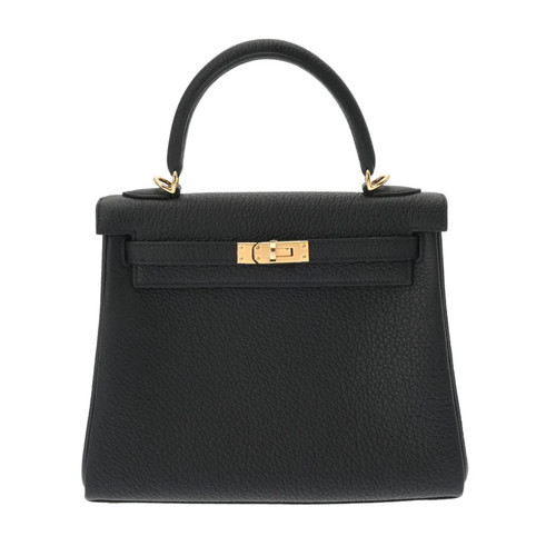 Hermes Kelly 25 Retourne 2Way 665593 Handbag Togo Leather Black #WB042