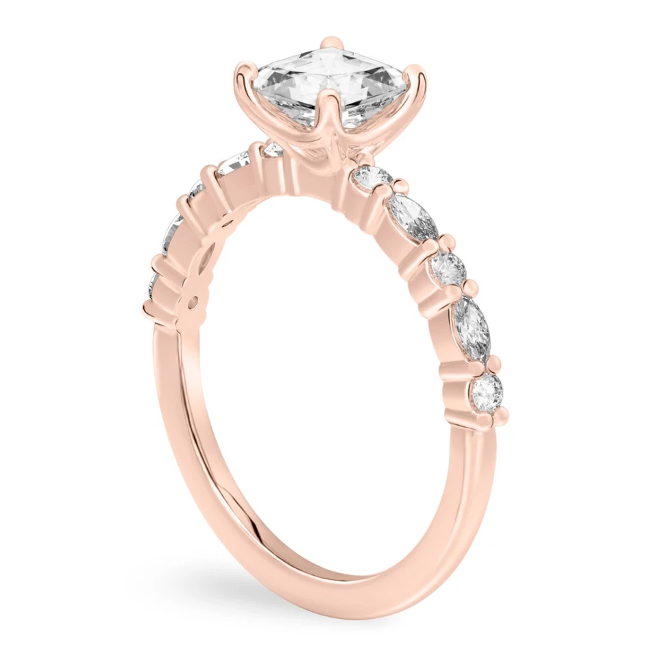 14k Rose Gold Ring For Wedding Diamond Lab Grown Asscher 1.4 Carat IGI Certified - Image 4 of 4