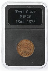 1865 Two Cent Piece Fine 2 Cent Pc in Holder 