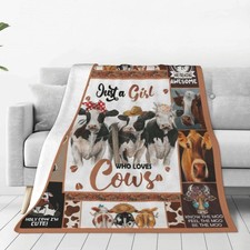 Just A Girl Who Love Cows Blanket Cute Funny Cow Decor Throw Blanket Gifts fo...