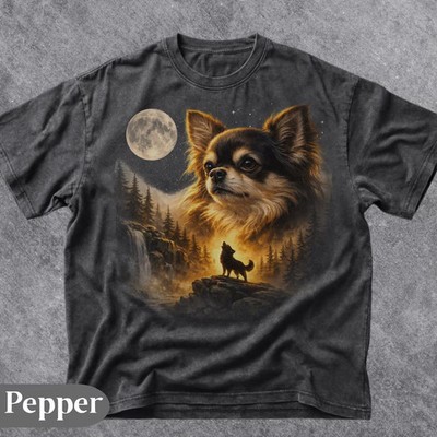 Vintage Chihuahua Howling To The Moon Wolf Dog Lover Comfort Tee