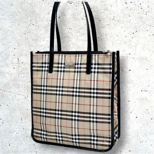 Burberry Blue Label Tote Bag Nova Check Nylon Leather Japan