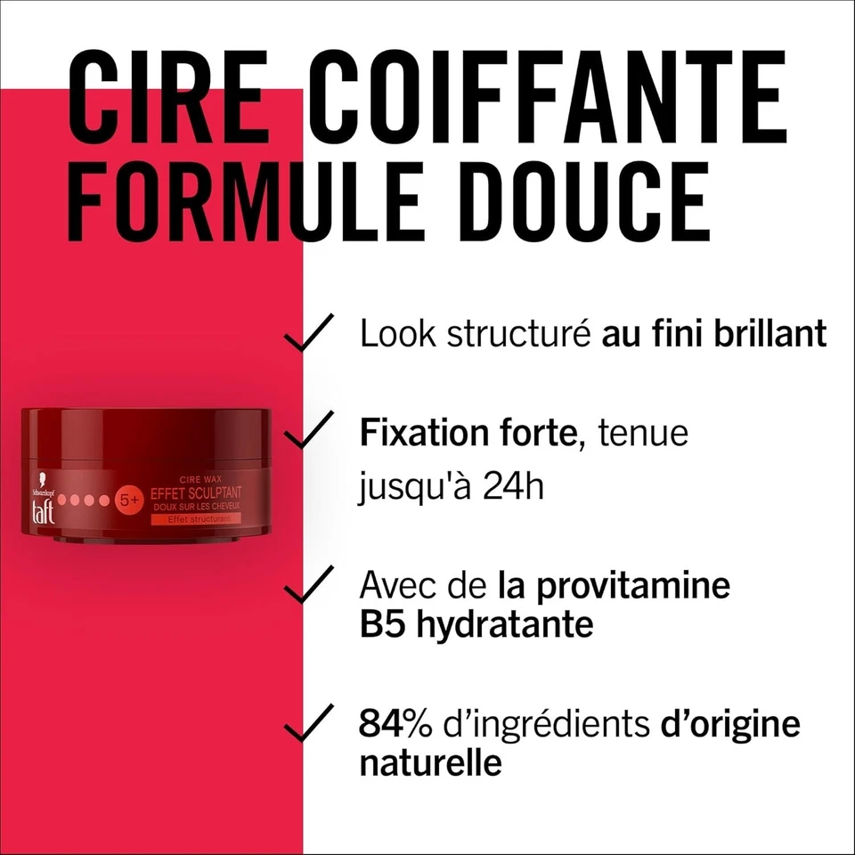 Schwarzkopf Taft Cire Wax Lot 2pcs Cire Cheveux Homme - Effet Sculptant - Photo 3/3