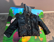 Rothschild Kids Hooded Faux Leather Jacket Black Full Zip Pockets 2T