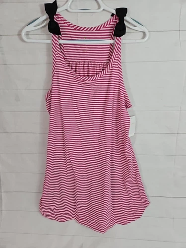 Camicia da notte donna KATE SPADE rosa medio a righe con fiocchi neri nuova con etichetta