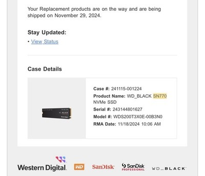 Western Digital WD_BLACK SN770 2TB M.2 NVMe Internal SSD (WDS200T3X0E)
