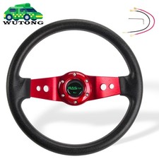12.5 320mm Flat Dish Racing Steering Wheel 6 Hole Bolt 2-spoke With Horn Button