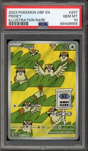 Pokemon Pidgey Obsidian Flames Illustration Rare #207 PSA 10 Gem Mint