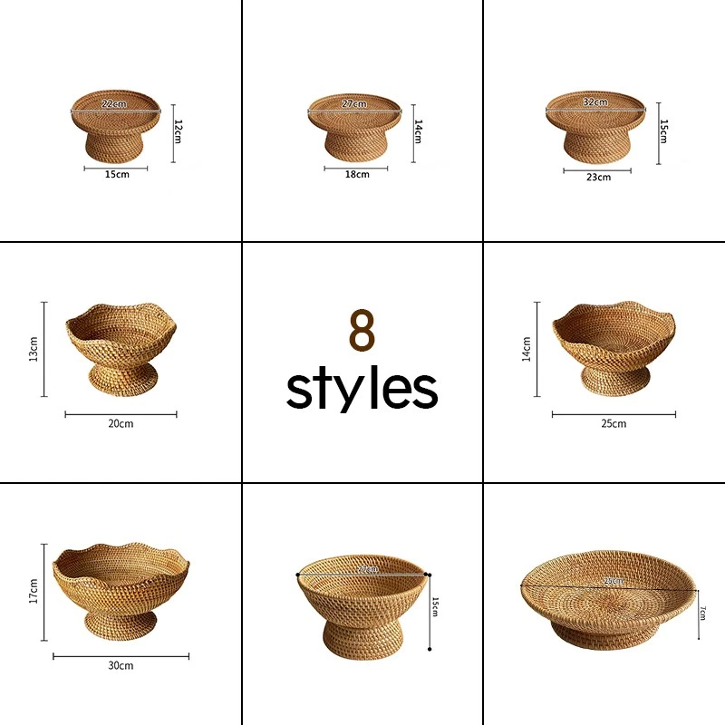 Woven Fruit Basket Organizer Food Snack Serving Basket Picnic Party Dining Room - Image 3 of 4