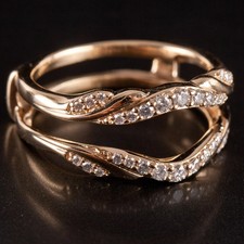 14k Yellow Gold Round H SI2-SI3 Diamond Wedding Ring Guard / Enhancer .20ctw 5g
