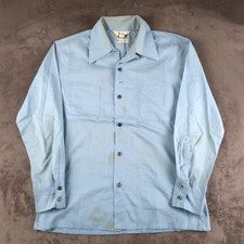 Vintage Mr California Shirt Mens M Blue 60s 70s Camp Button Up Loop Collar