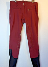 Horze Womens Full Seat Riding Breeches Size 28 Brick Red Silicone Grip