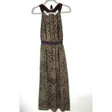 W118 by Walter Baker Women's S Beige Brown Animal Print Halter Maxi Dress