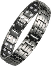 Magnetic Bracelet for Men Titanium Steel Bracelets with Double Row Magnets Adjus