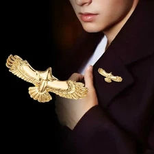 Retro Eagle Wings Lapel Pin Brooch for Men Metal Bird Badge Suit Shirt Gift